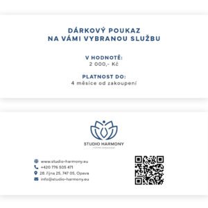 Dárkový voucher v hodnotě 2 000,- Kč